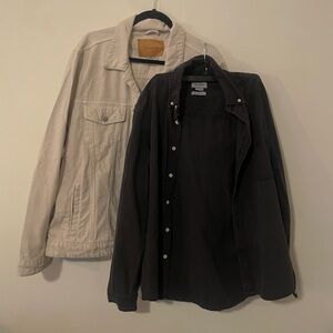 Pull&Bear bundle Cream Denim Jacket / black jacket shirt
